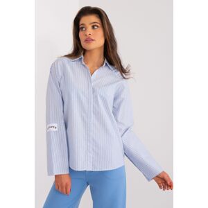 Factory Price Světle modrá pruhovaná dámská košile s límečkem Velikost: S