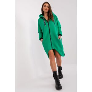RELEVANCE Dlouhé mikinové šaty na zip RV-BL-6832 zelené Velikost: S/M