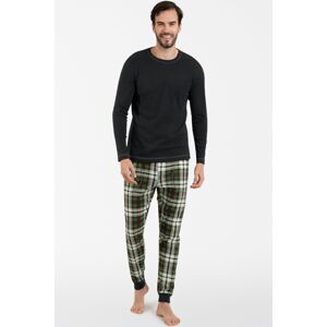 Pánské pyžamo Italian Fashion Seward bis - dlouhé Tmavě šedá-zelená XL