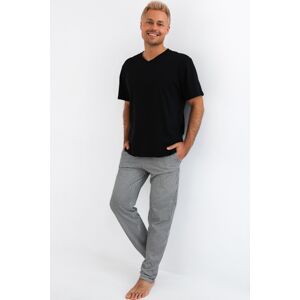Pánské pyžamo Sensis Pedro - bavlna Černo-šedá XL